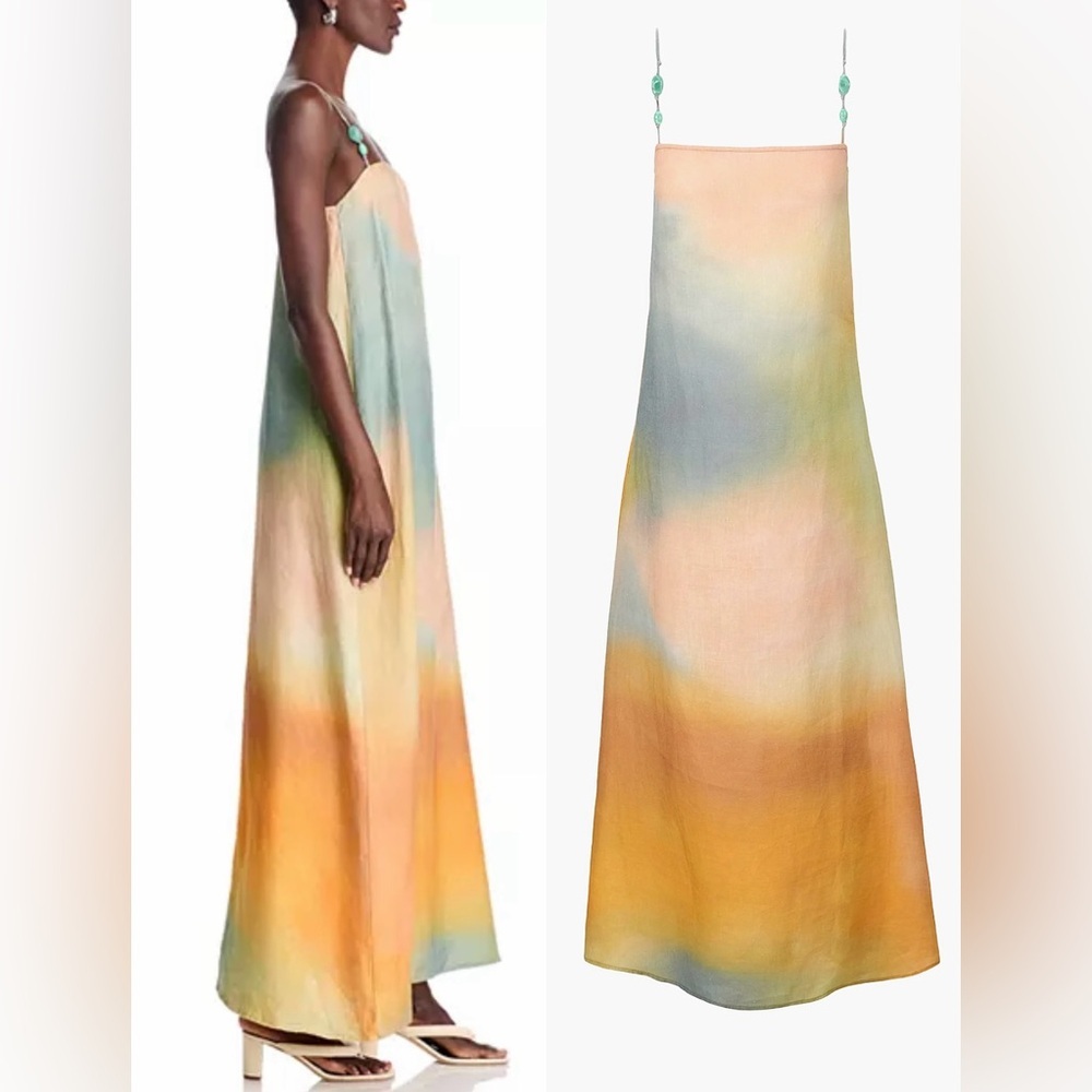 NWOT STAUD Laura Linen Boho Maxi Tank Dress sz XS - Picture 2 of 10